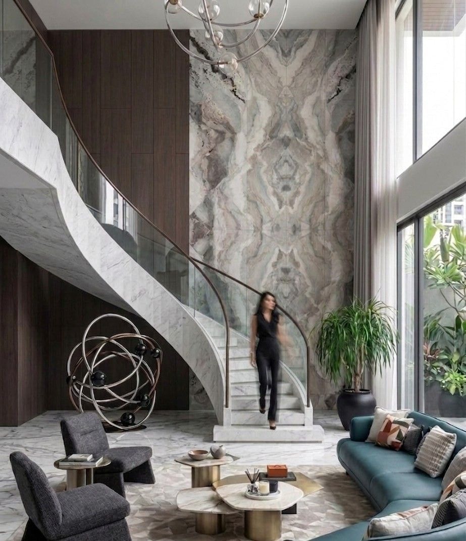 Exterior staircase in weathered steel